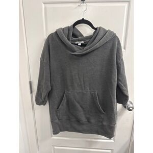 Standard James Perse Womens Gray 3/4 Sleeve Pullover Hoodie Sweatshirt Size 2 M